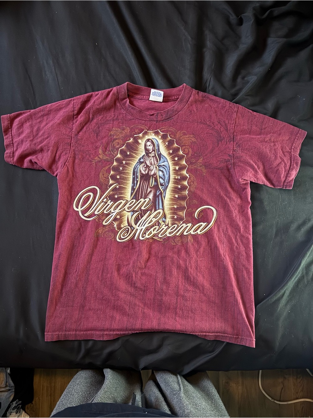 Virgen Morena Graphic Y2K Tee - Burgundy
